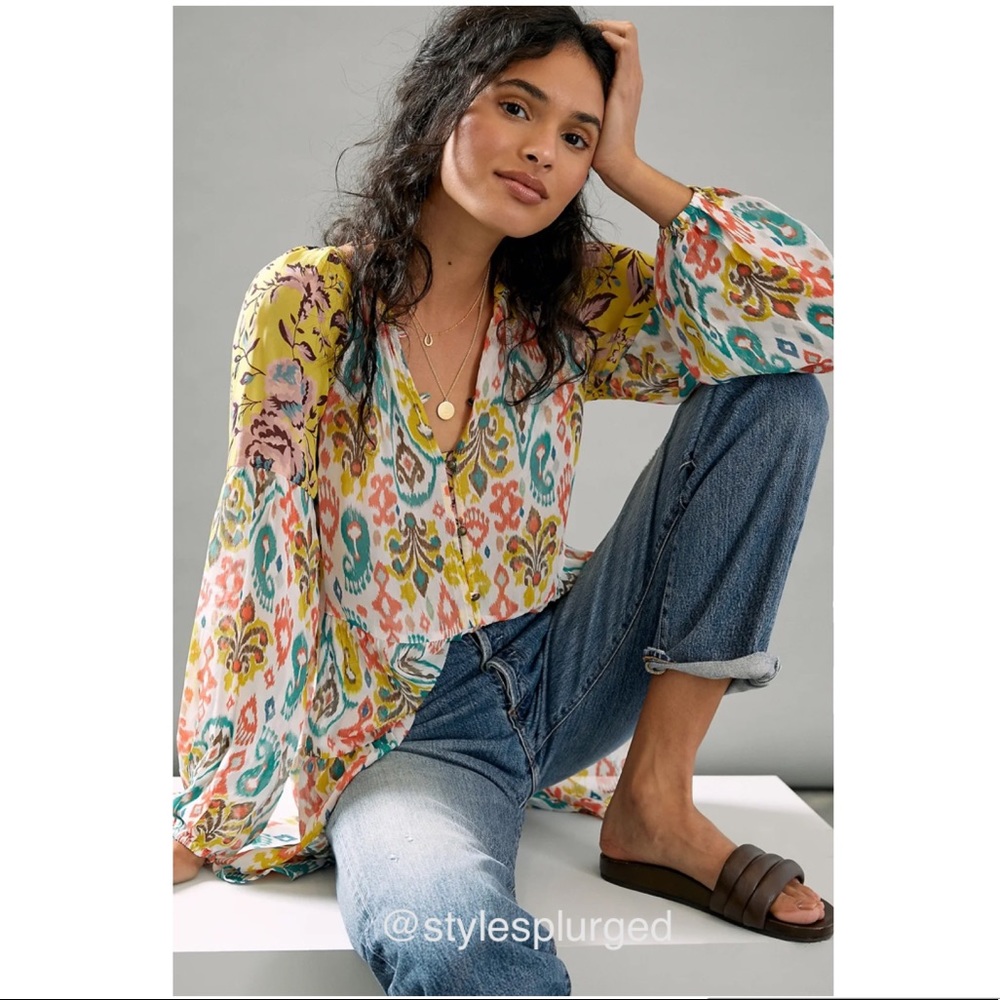 NWT 🎉Host Pick🎉 ANTHROPOLOGIE Maureen Babydoll Tunic Blouse size MP